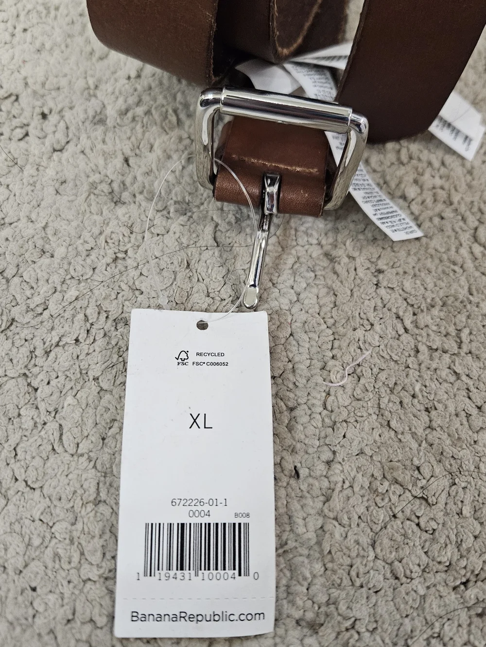 Banana Republic Brown Leather Belt with Silver Buckle Size XL NWT
